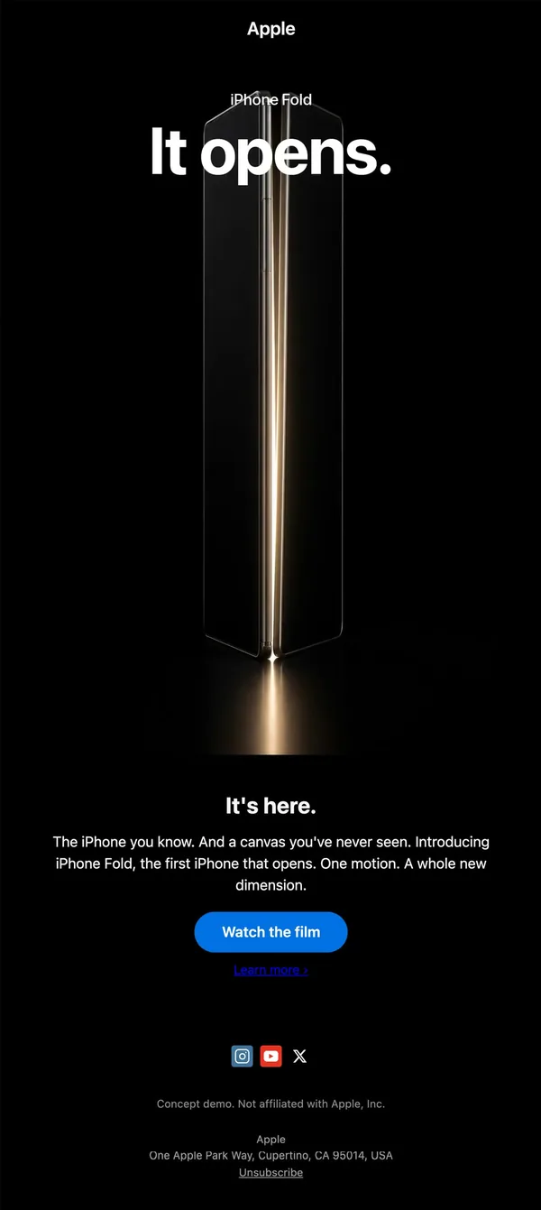 Apple concept email 1 of 12: Launch announcement