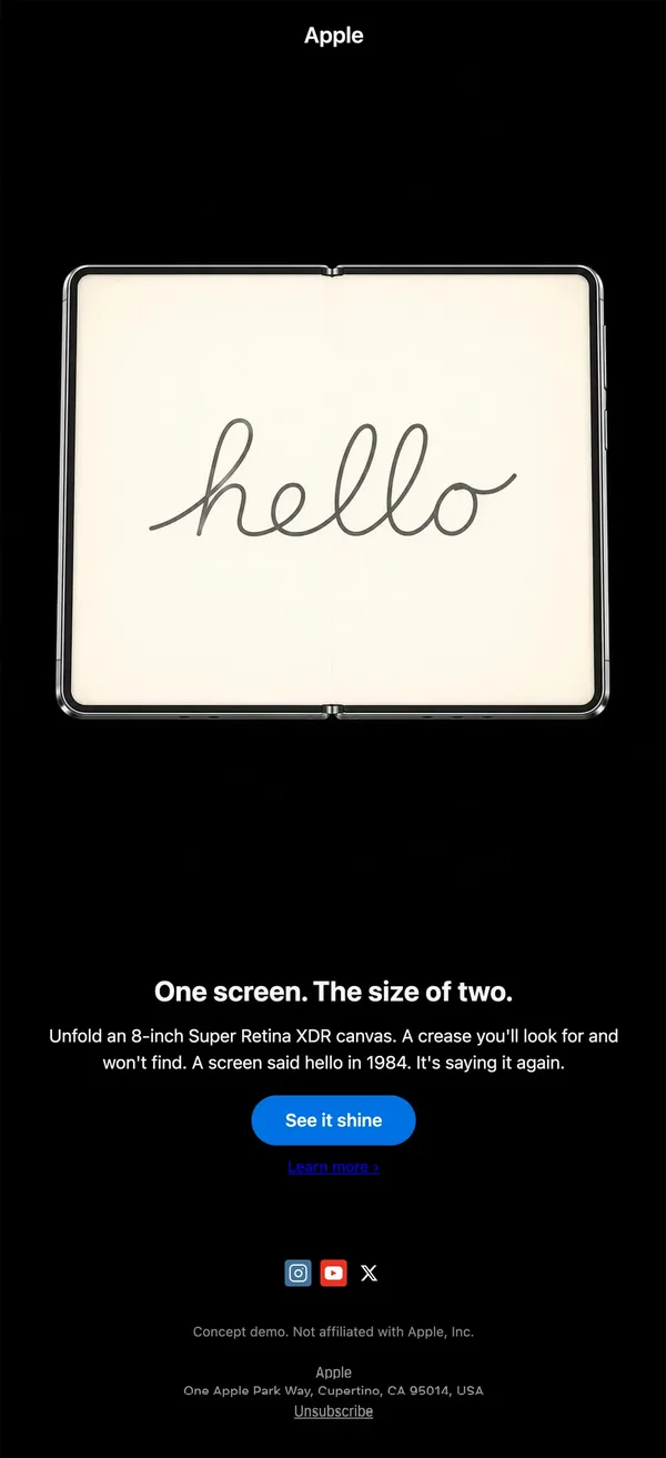 Apple concept email 4 of 12: Display feature