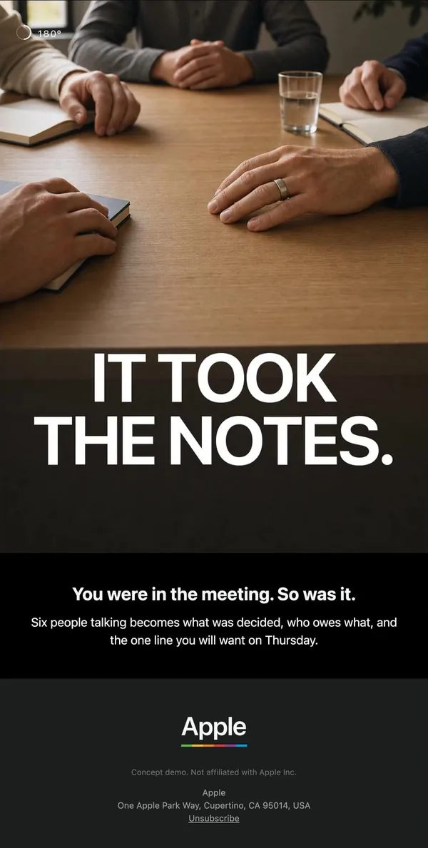 Apple concept email 6 of 12: Use case: meetings