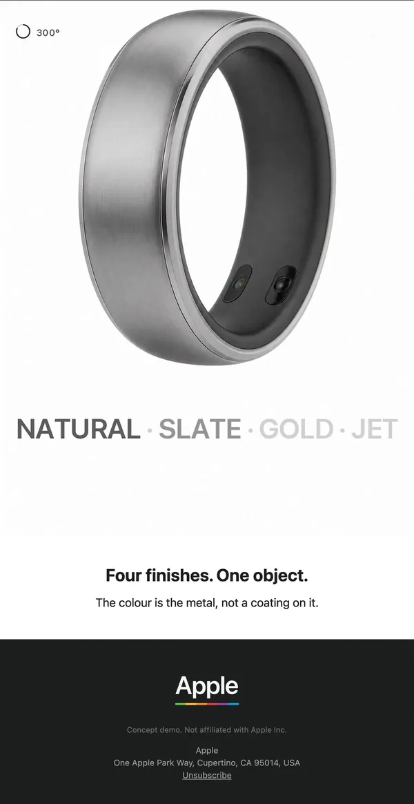 Apple concept email 10 of 12: Finishes