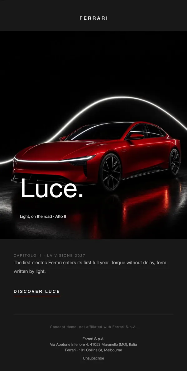 Ferrari concept email 2 of 12: Electric reveal