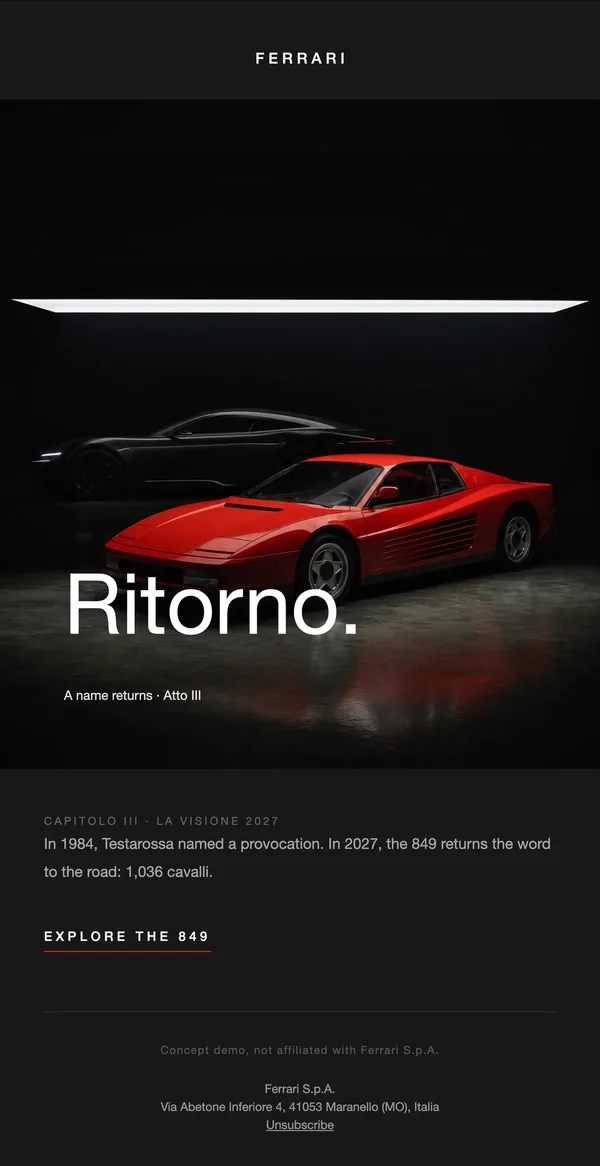 Ferrari concept email 3 of 12: Heritage return