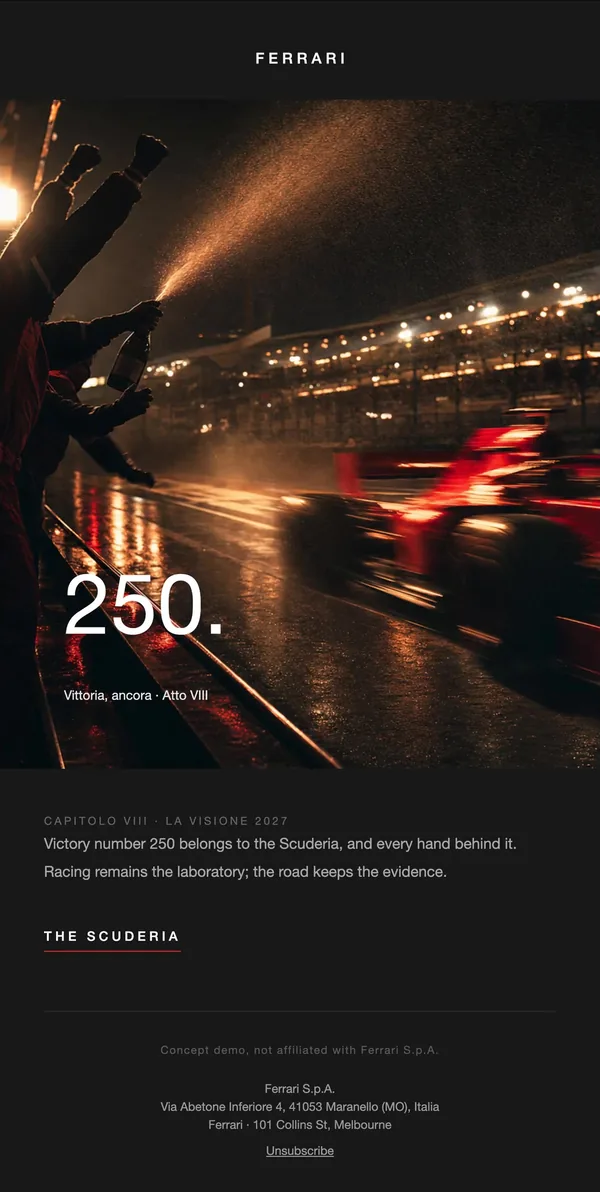 Ferrari concept email 8 of 12: Racing victory