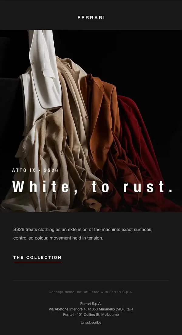 Ferrari concept email 9 of 12: Apparel collection