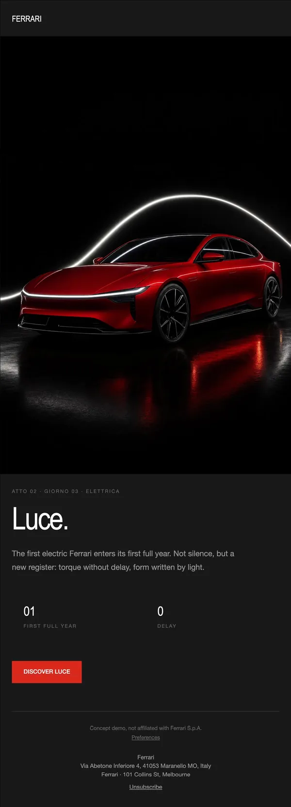 Ferrari concept email 2 of 12: Electric reveal
