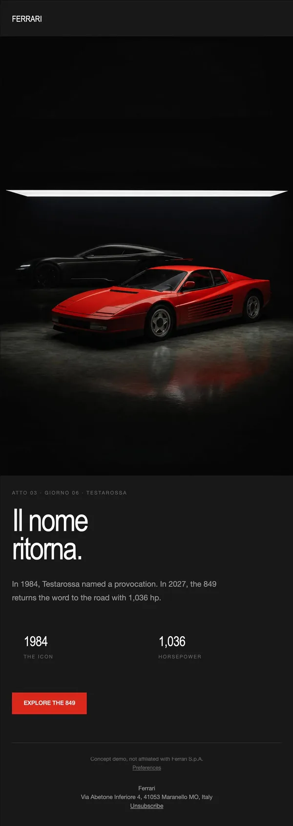 Ferrari concept email 3 of 12: Heritage return