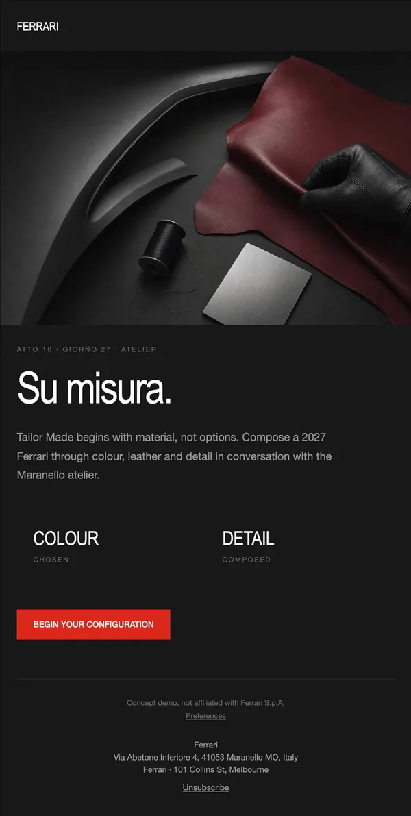 Ferrari concept email 10 of 12: Made to measure