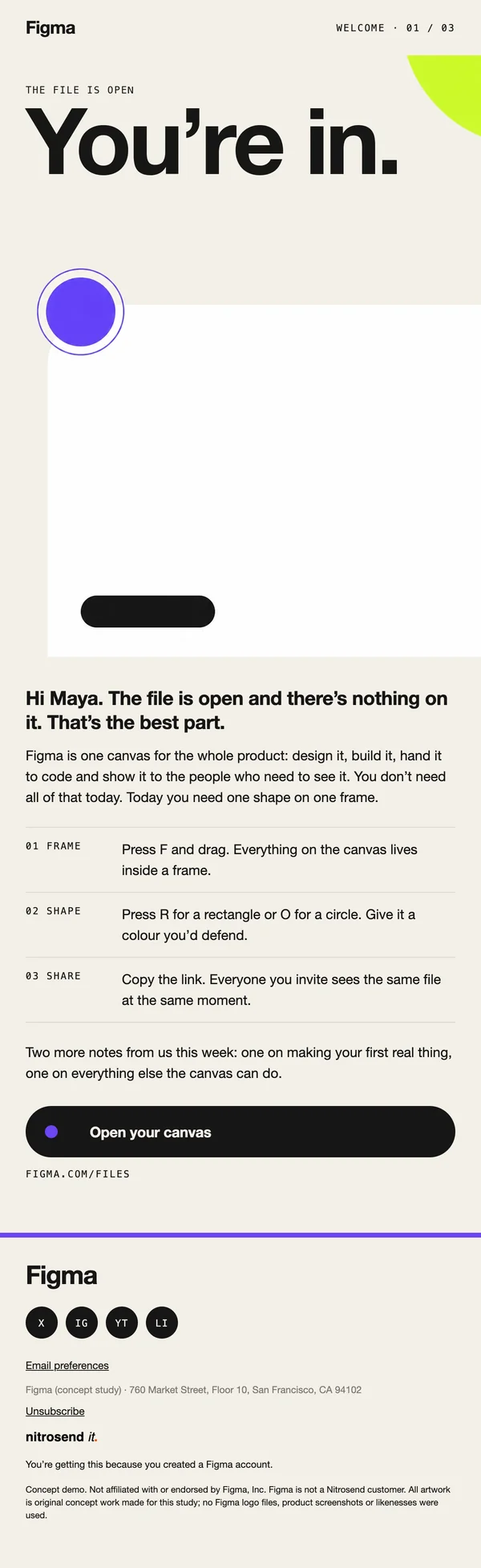Figma welcome email