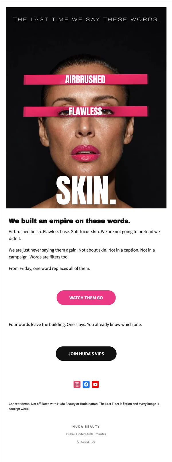 Huda Beauty concept email 3 of 12: Product story