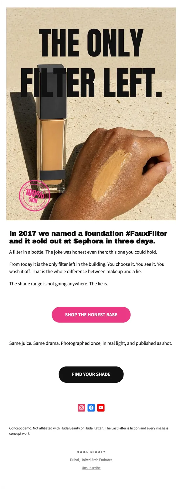 Huda Beauty concept email 7 of 12: Product story