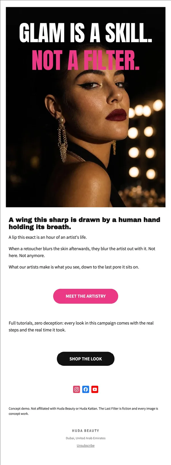 Huda Beauty concept email 10 of 12: Artistry