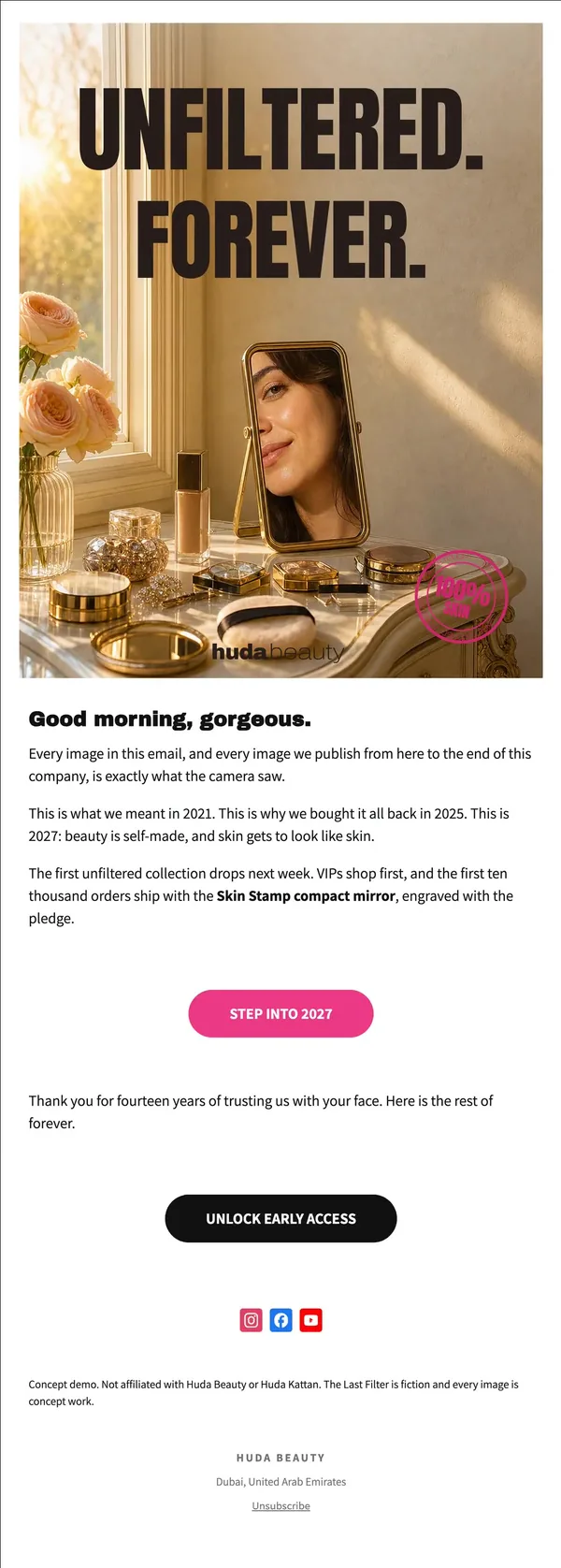 Huda Beauty concept email 12 of 12: Launch day