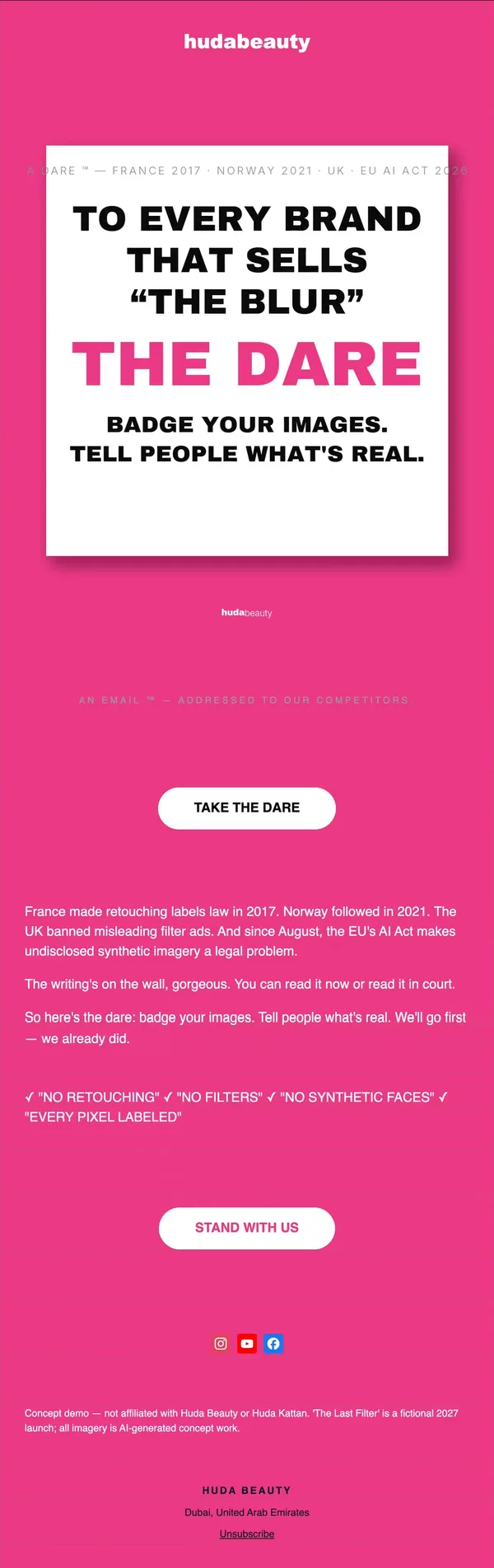 Huda Beauty concept email 11 of 12: Open letter