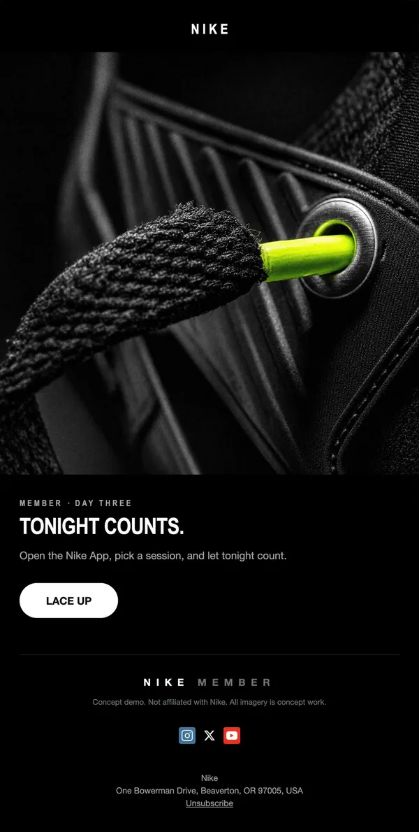 Nike concept email 3 of 12: App nudge