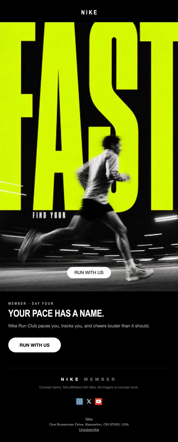 Nike concept email 4 of 12: Run Club intro