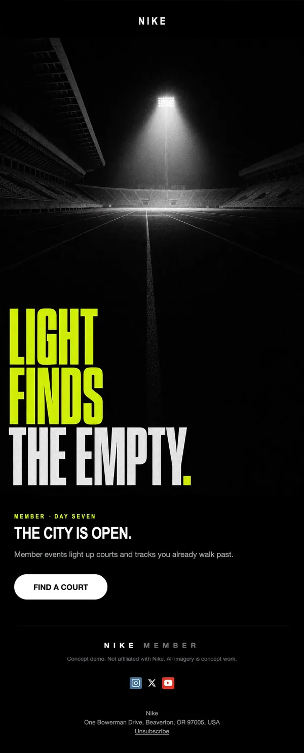 Nike concept email 7 of 12: Event invite