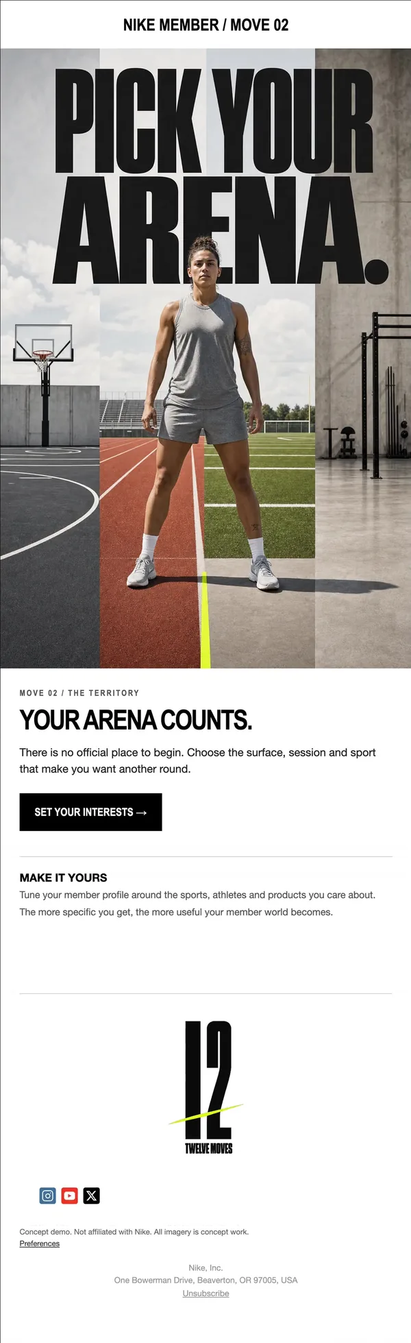 Nike concept email 2 of 12: Set preferences