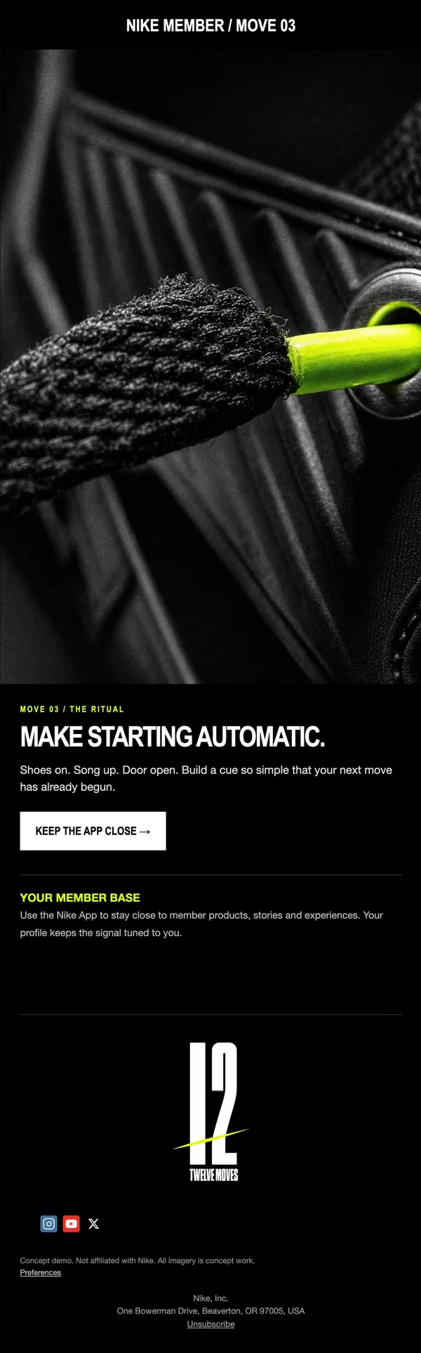 Nike concept email 3 of 12: App habit