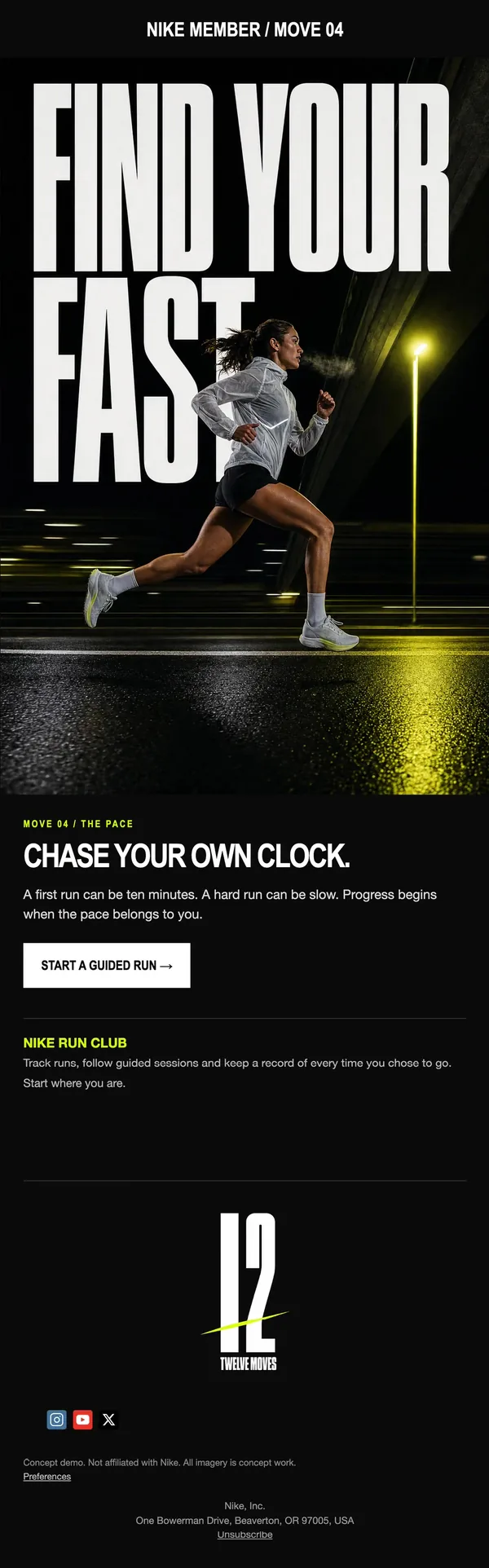 Nike concept email 4 of 12: Run Club intro