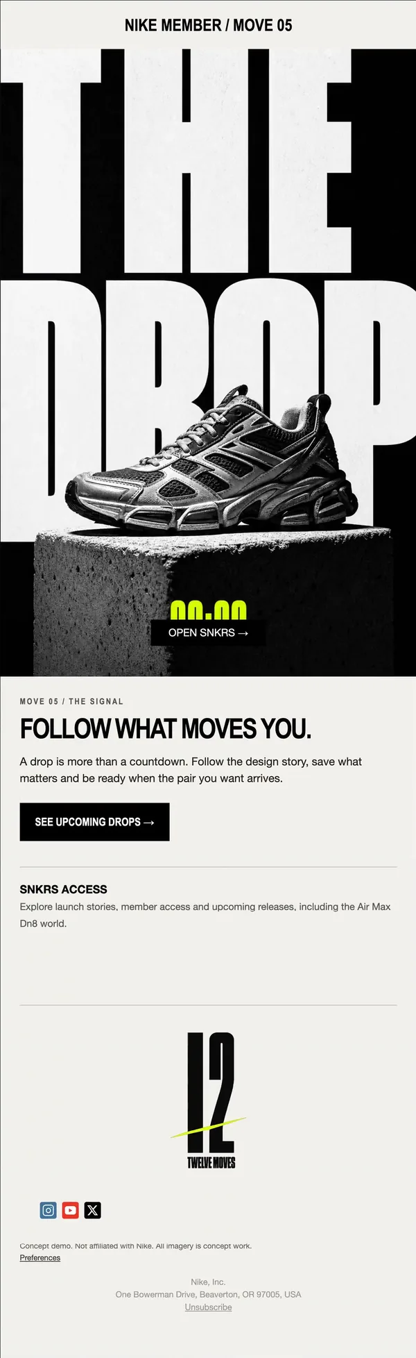 Nike concept email 5 of 12: SNKRS drop