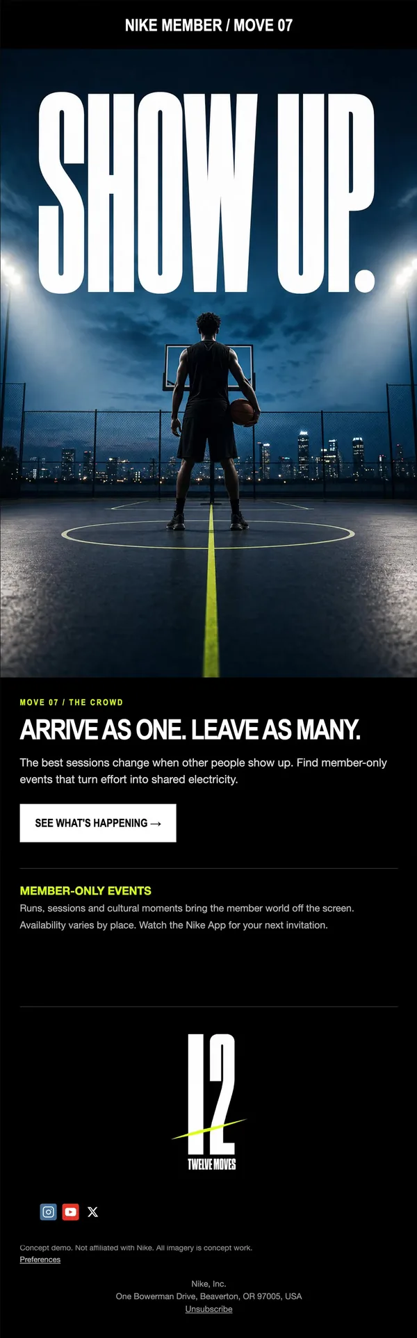 Nike concept email 7 of 12: Event invite