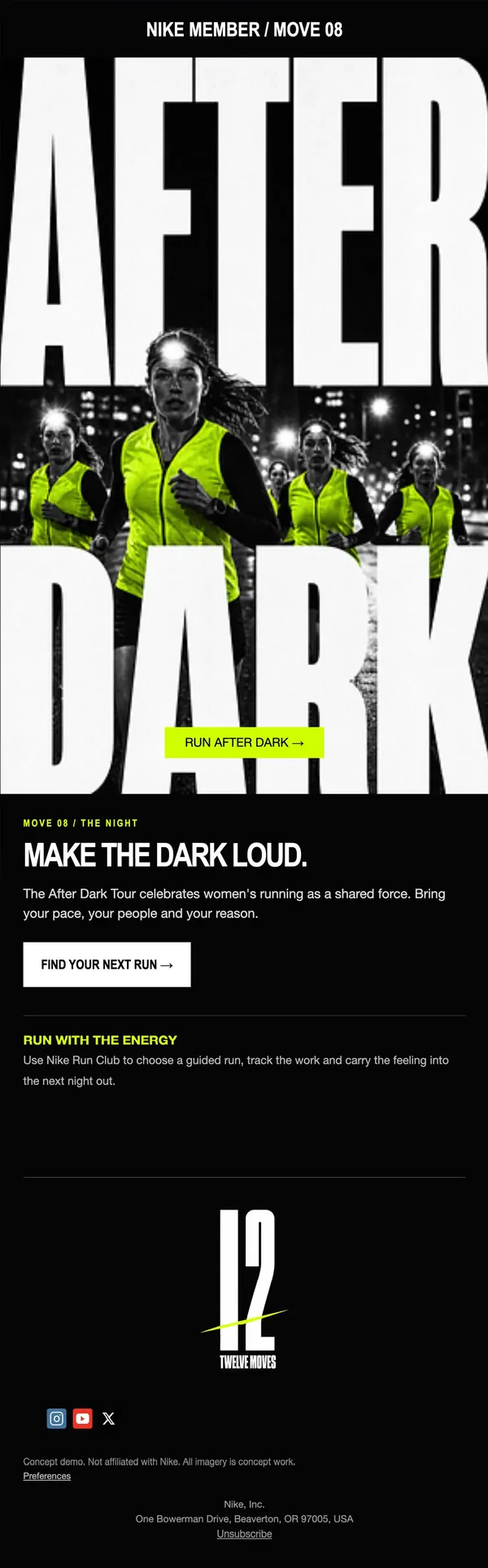 Nike concept email 8 of 12: Community run
