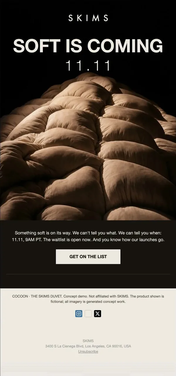 SKIMS concept email 1 of 12: Launch teaser