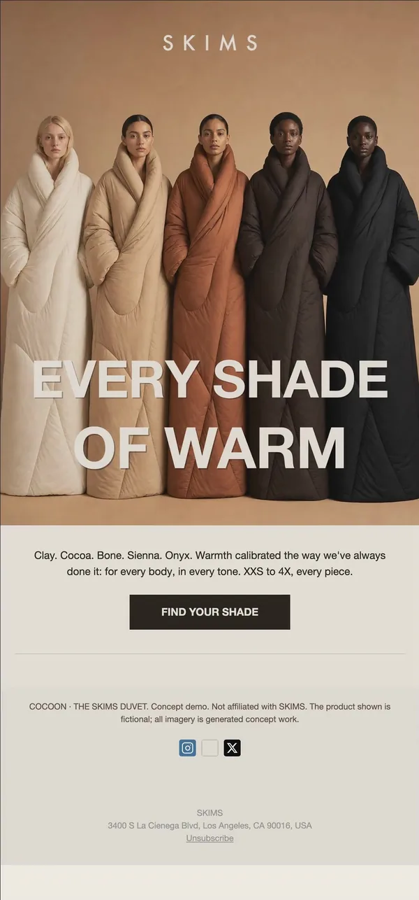 SKIMS concept email 10 of 12: Shade guide