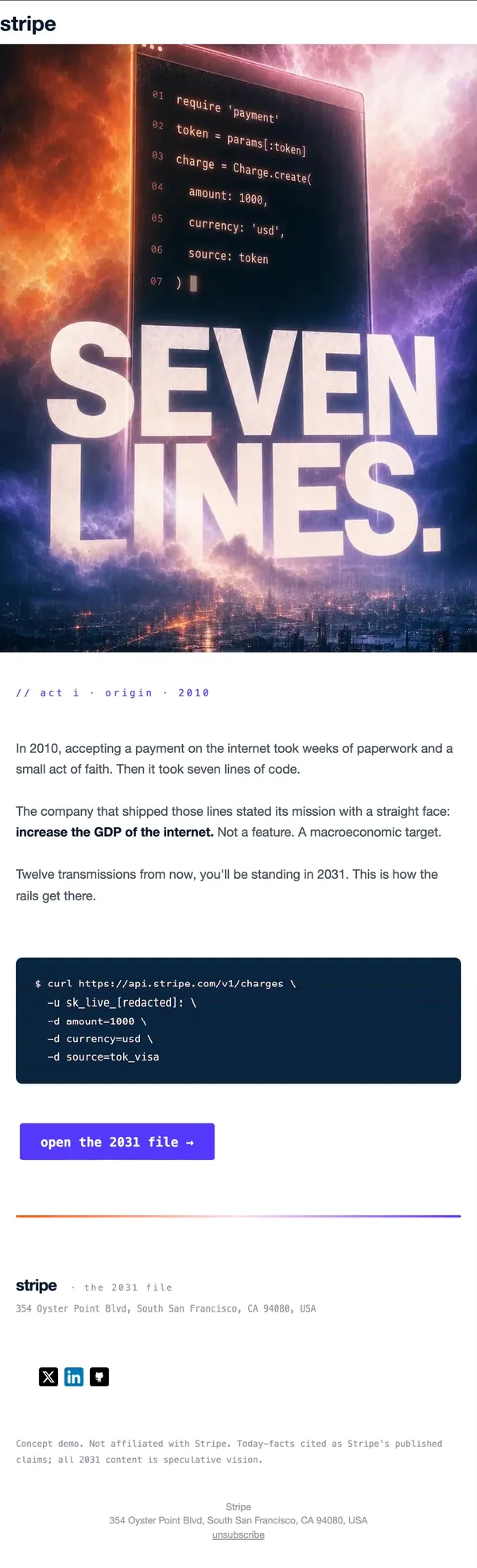 Email 1 of the Stripe 12-email flow