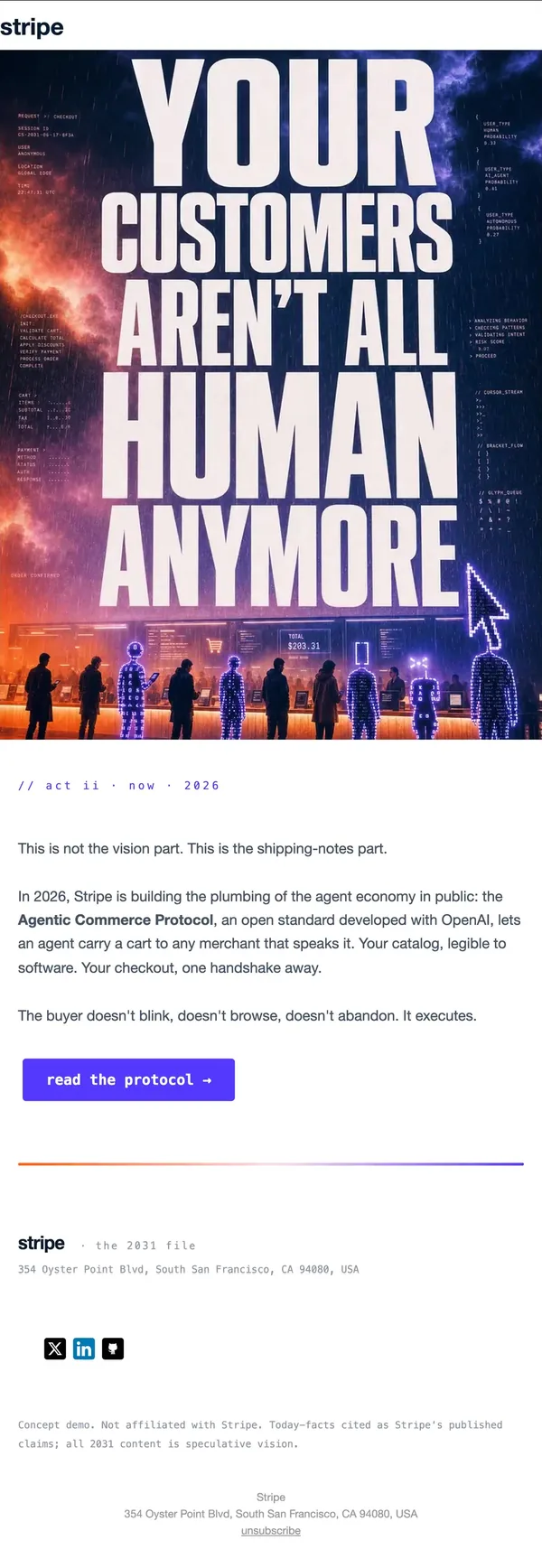 Stripe concept email 3 of 12: Agents as customers
