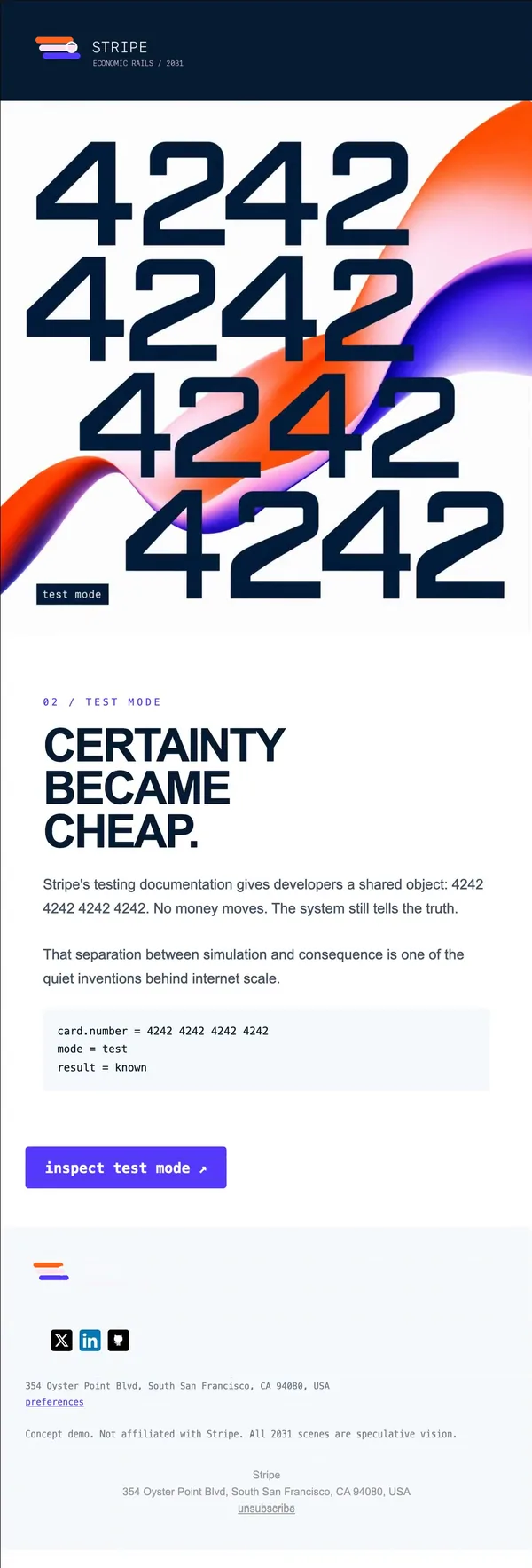 Stripe concept email 2 of 12: Test mode