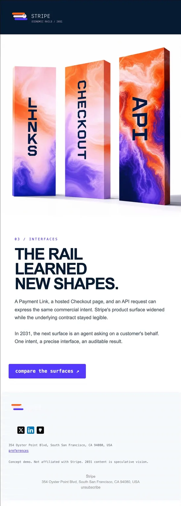 Stripe concept email 3 of 12: Product surfaces