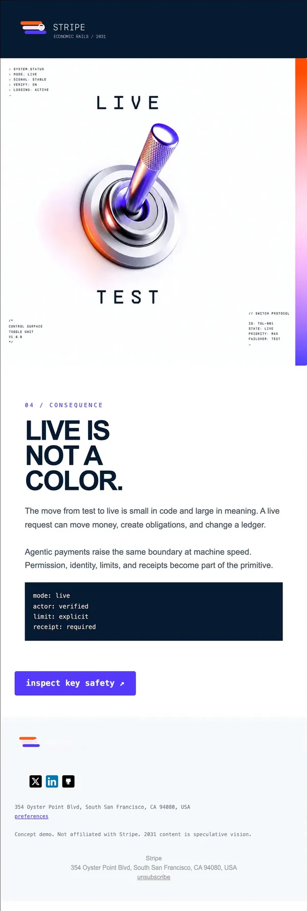 Stripe concept email 4 of 12: Live versus test