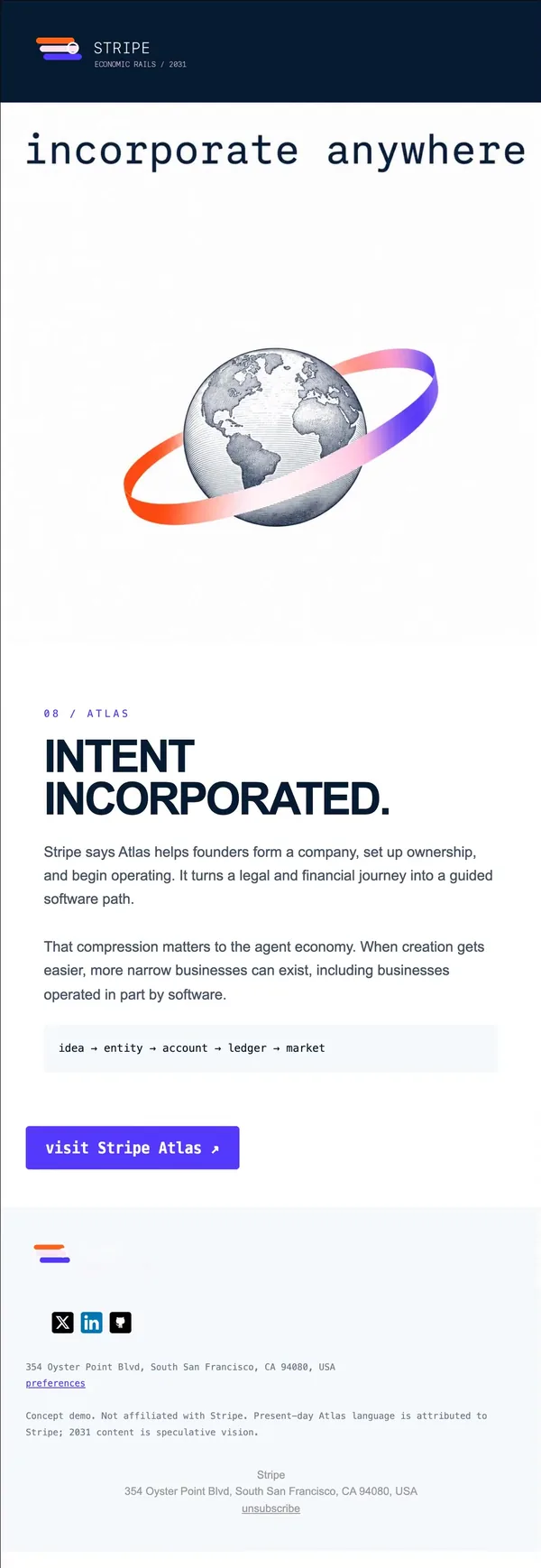 Stripe concept email 8 of 12: Incorporation