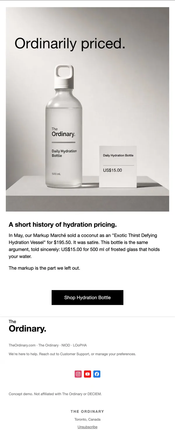 The Ordinary concept email 4 of 12: Price story