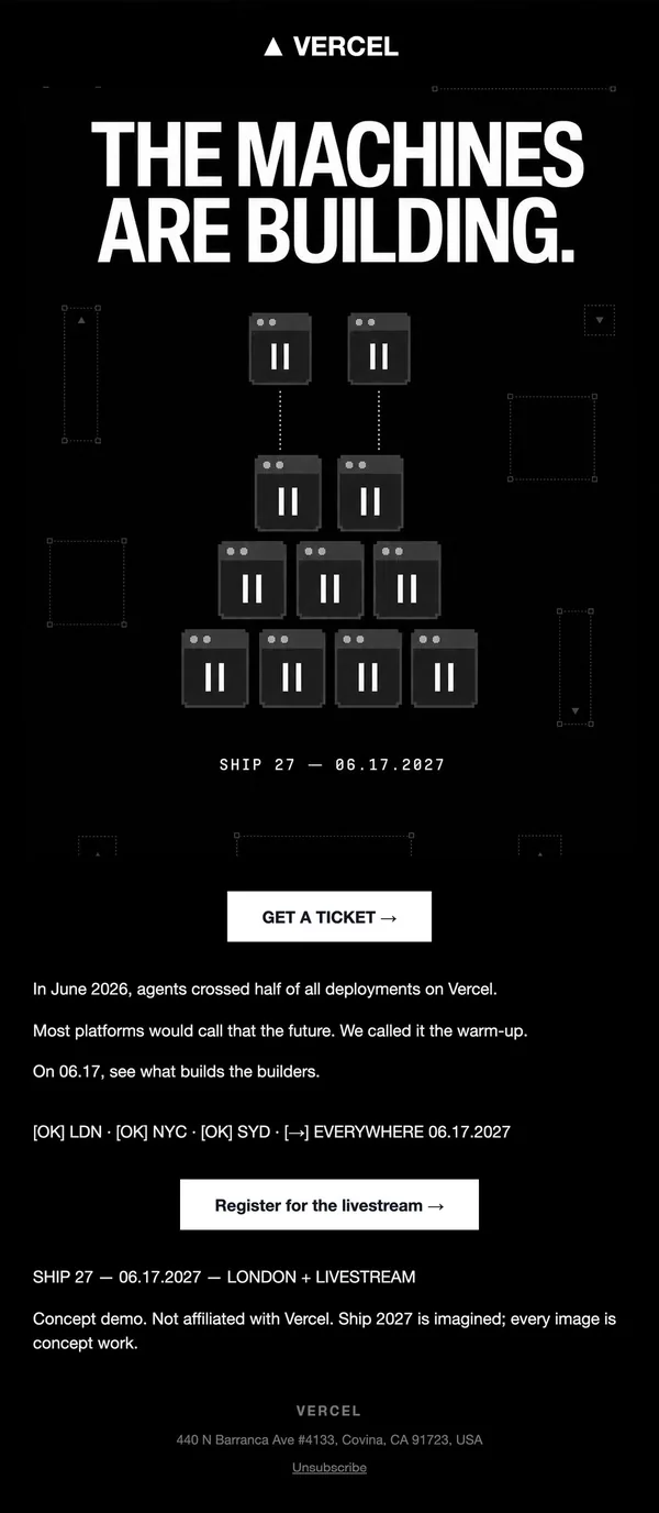 Vercel concept email 2 of 12: Teaser