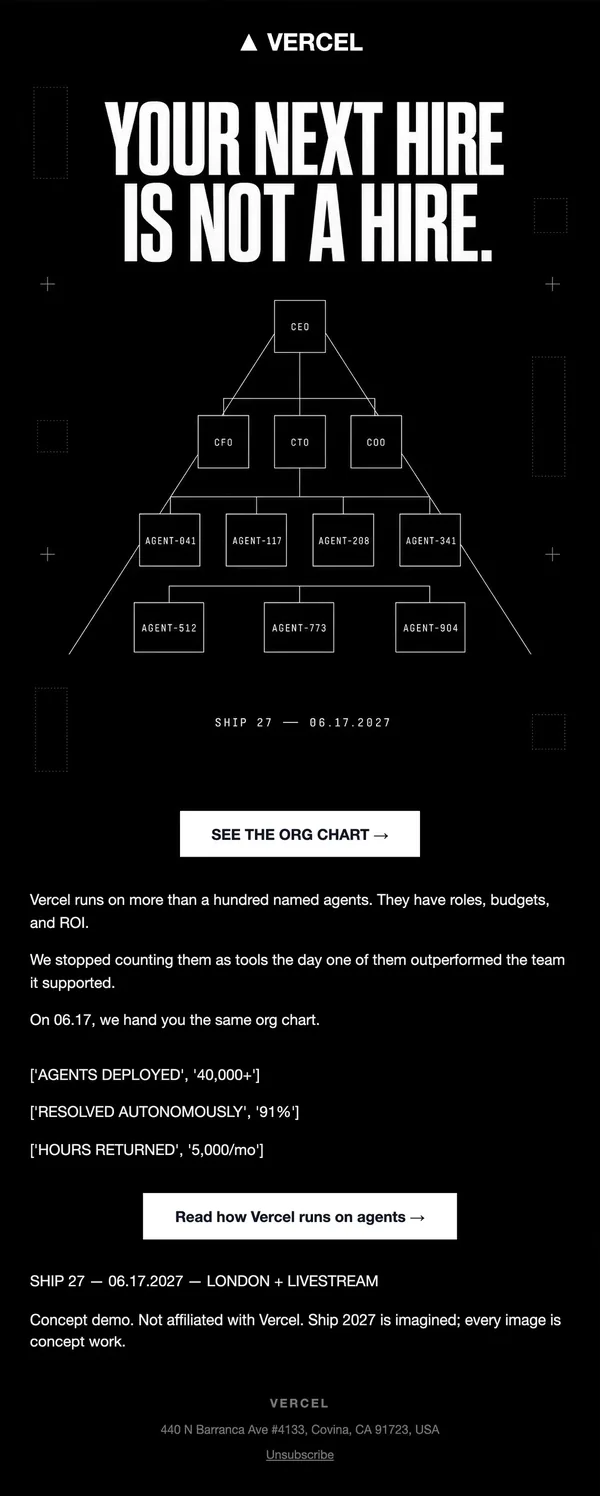 Vercel concept email 3 of 12: Concept tease