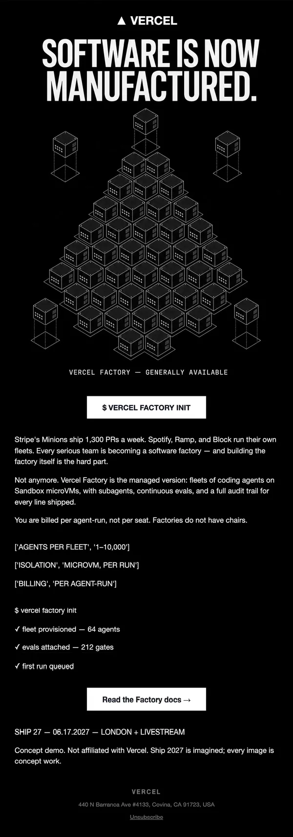 Vercel concept email 7 of 12: Product launch
