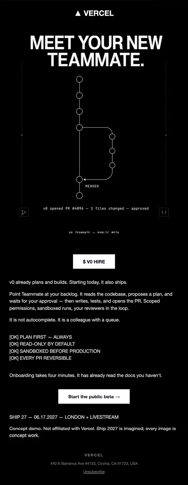 Vercel concept email 8 of 12: Product story