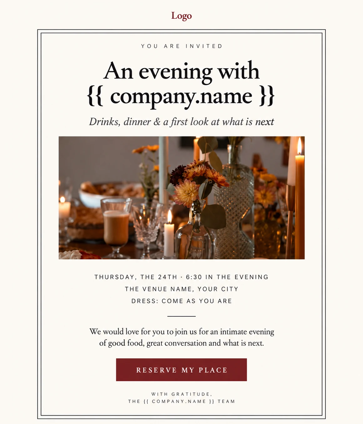 The Invitation email template