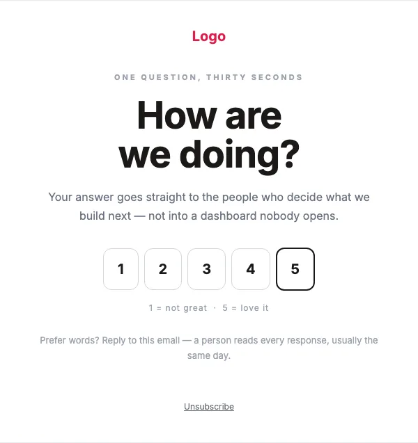 The Pulse Check email template