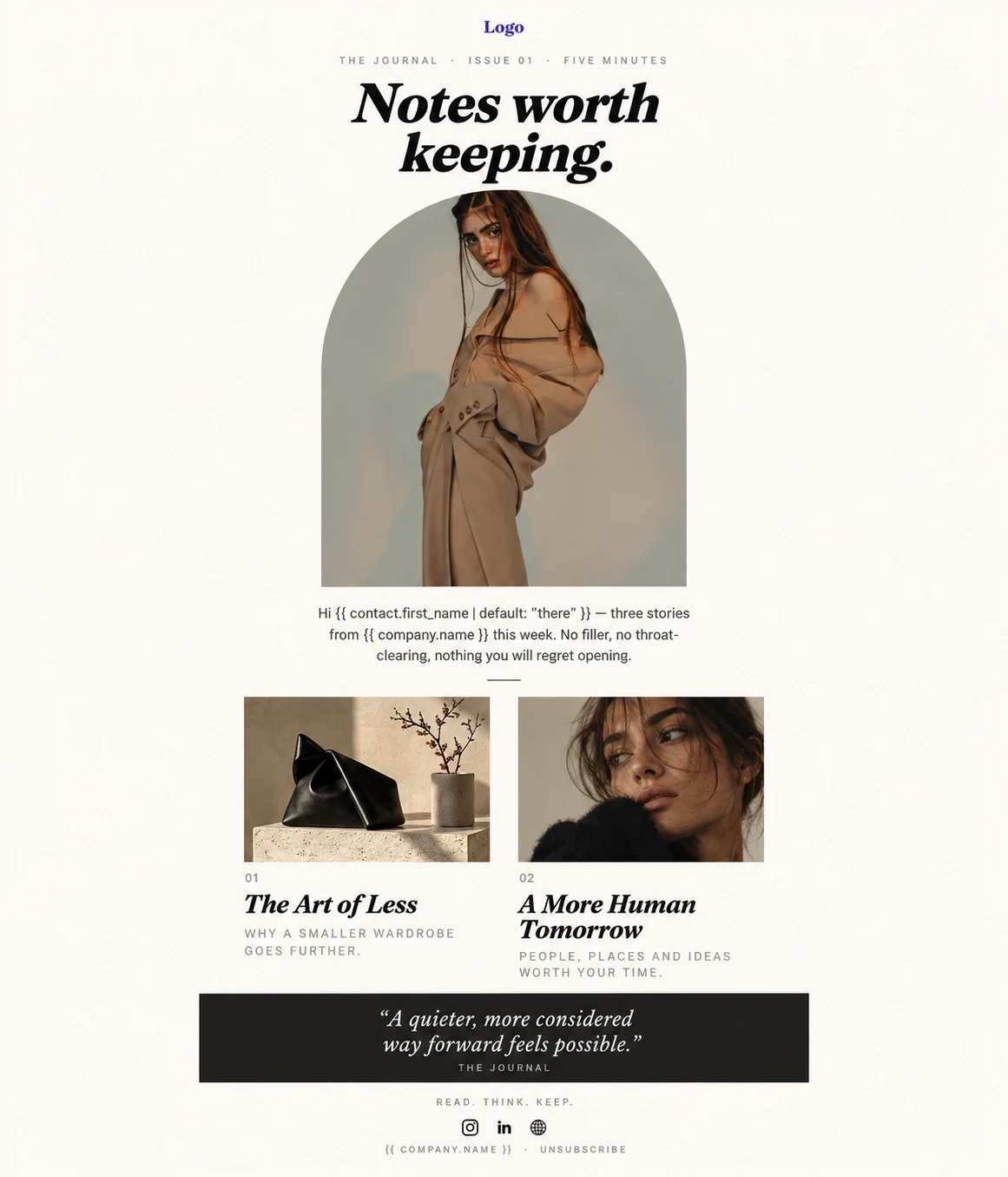 The Masthead email template