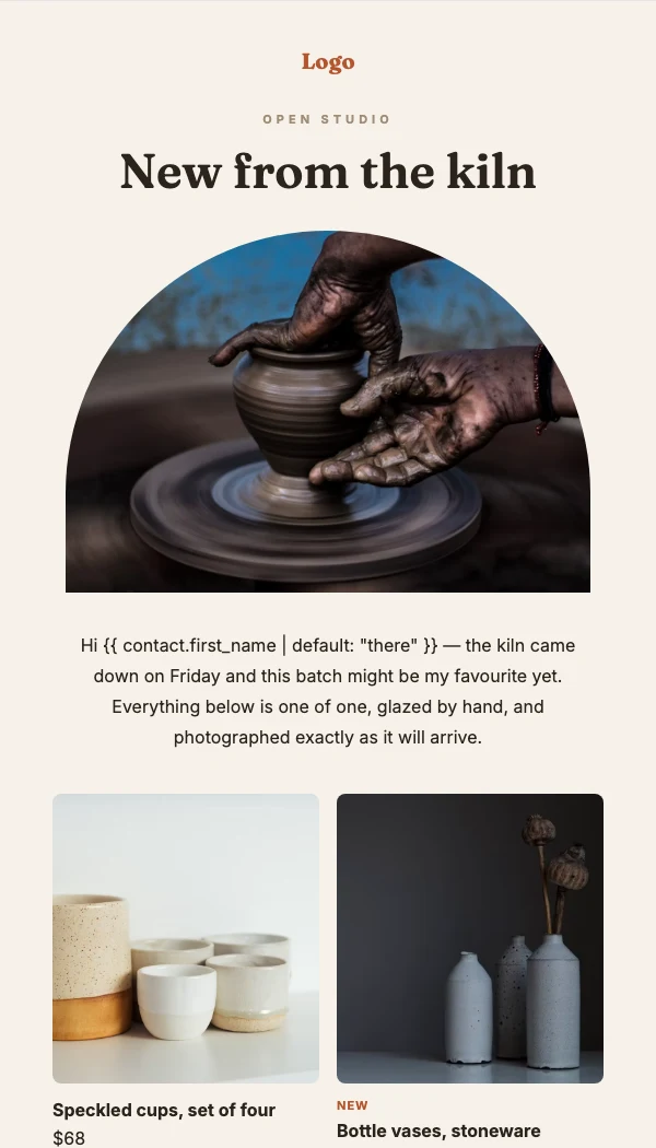 The Open Studio email template