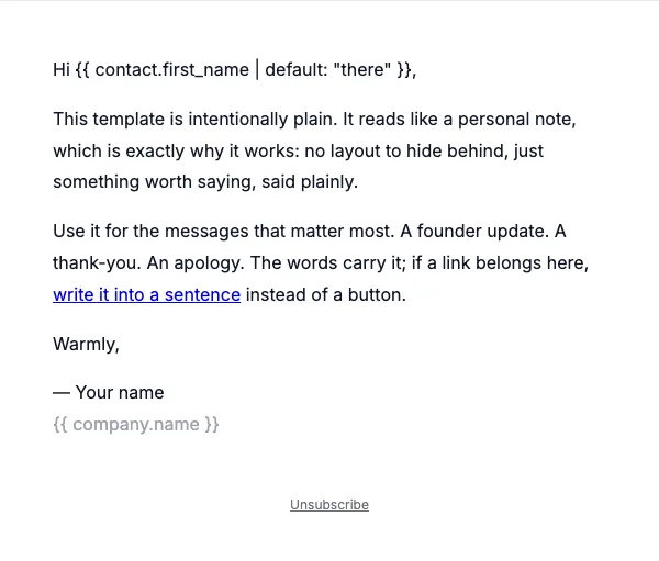 The Plain Letter email template