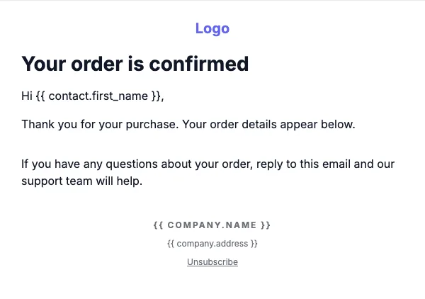 The Receipt email template