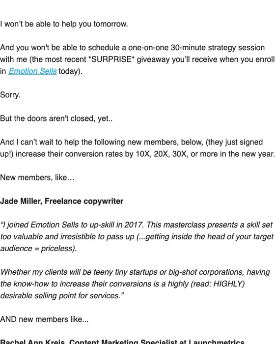 Talia Wolf promotional email