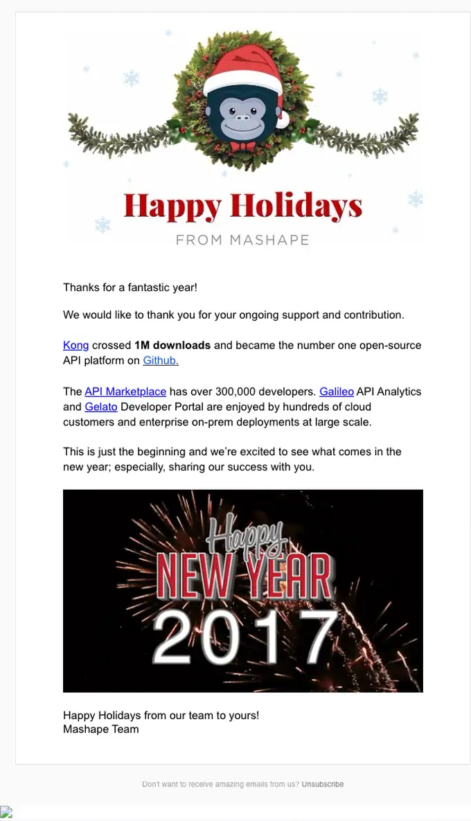 Mashape seasonal email, full length