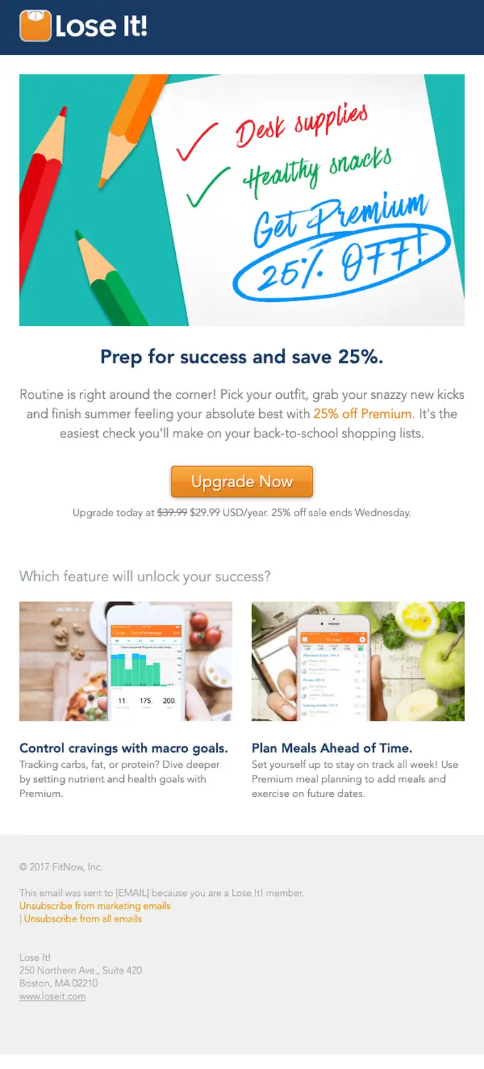Lose It! sale email, full length