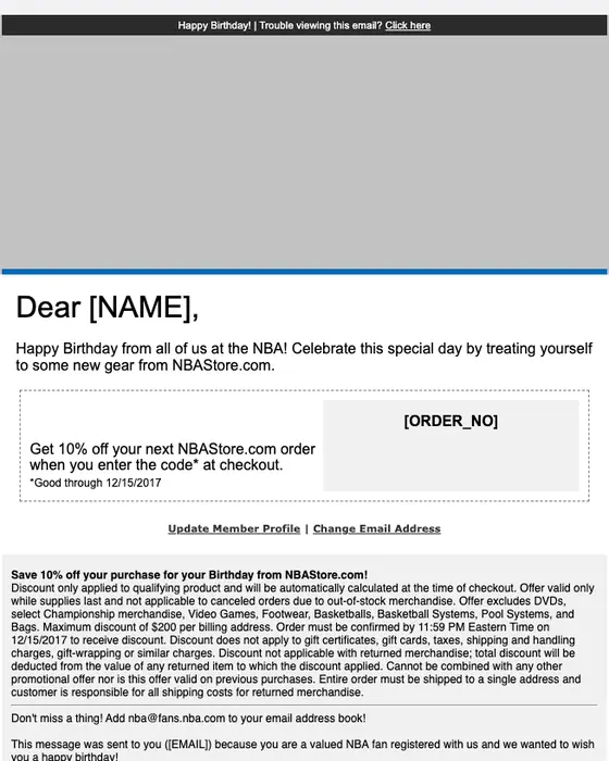 NBA.com promotional email