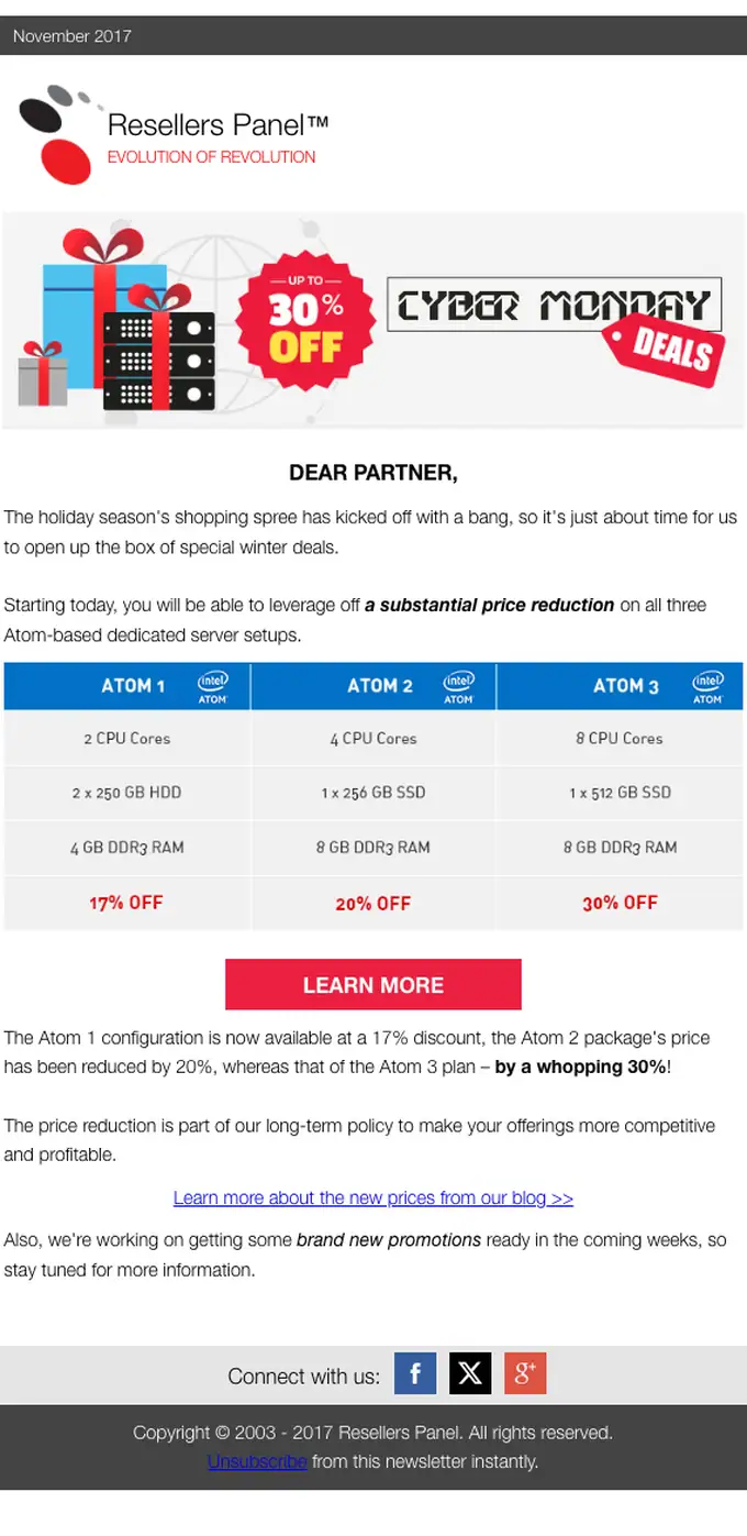 ResellersPanel newsletter email, full length